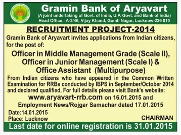 Gramin Bank of Aryavart Recruitment