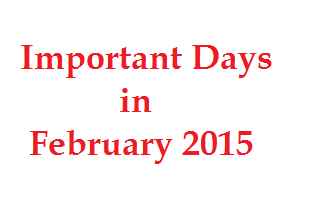 Important Days in February 2015