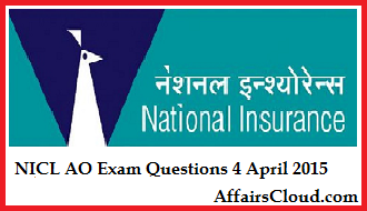 NICL AO Exam Questions 4 April 2015