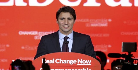 Justin Trudeau elected as the Prime Minister of Canada
