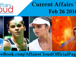 Current Affairs Today feb 26 2016