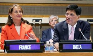 Piyush Goyal with French Environment Minister launch programmes under ISA