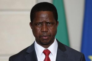 Zambia's President Edgar Lungu attends a signing ceremony at the Elysee Palace in Paris