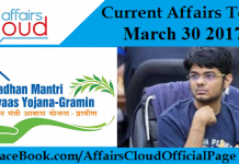 Current Affairs Today – March 30 2017 Current Affairs Today March 30 2017