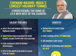 PM to inaugurate country's longest Chenani-Nashri all-weather road tunnel built on Jammu-Srinagar Highway today