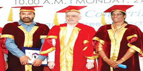 Mohanlal, P T Usha conferred with D Litt by Calicut University