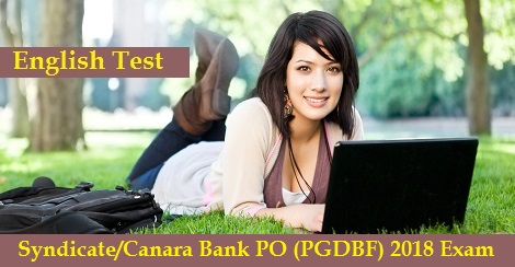 Syndicate-Canara Bank PO (PGDBF) 2018 Exam - English Test