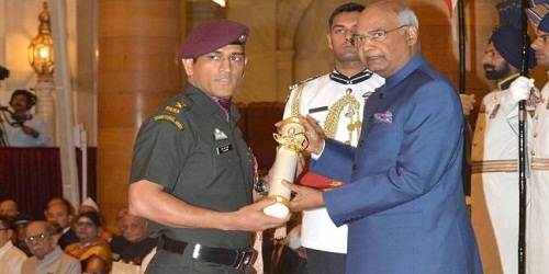 Mahendra Singh Dhoni was conferred the prestigious Padma Bhushan Award by President Ram Nath Kovind