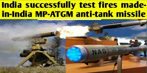MPATGM: man-portable anti-tank guided missile successfully tested by DRDO