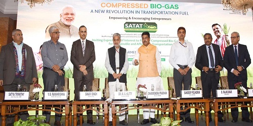 SATAT initiative to promote Compressed Bio-Gas as an alternative, green transport fuel launched by Petroleum Minister