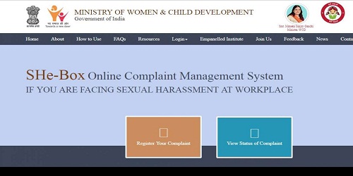 Complaint portal 'SHe-Box' of WCD Ministry linked to central