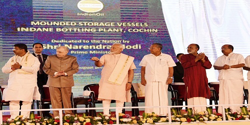 PM dedicates to the nation Integrated Refinery Expansion Complex and Mounded Storage Vessel at LPG Bottling Plant in Kochi