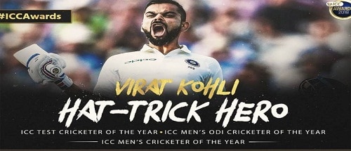 Virat Kohli became the first player to bag all top three ICC Awards in a single year