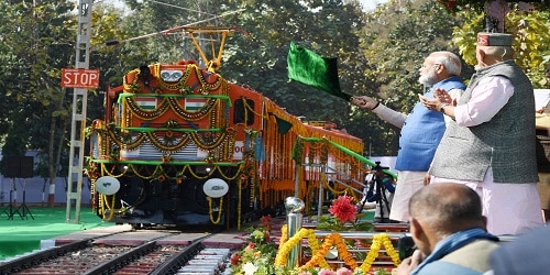 PM Narendra Modi flaged off first ever diesel-to-electric converted locomotive in Varanasi