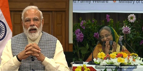 PM Modi and Sheik Hasina unveiled e-plaques for development projects in Bangladesh