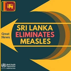 Sri Lanka declared ‘measles-free’ nation by WHO
