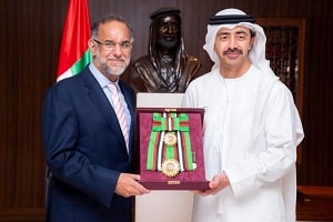 Indian Ambassador to UAE Navdeep Suri conferred with UAE Order of Zayed II