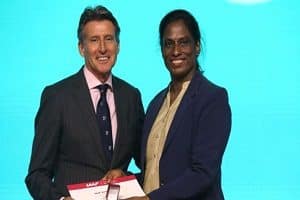 PT Usha honoured with Vetran Pin by IAAF in 52nd IAAF Congress
