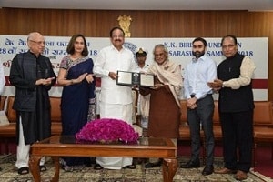 Telugu poet K Siva Reddy with 28th Saraswati Samman award