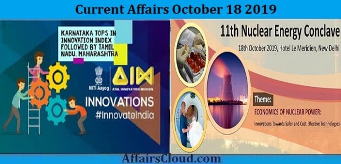 Current Affairs October 18 2019