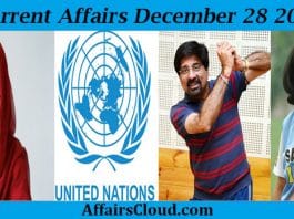 Current Affairs Today December 28 2019