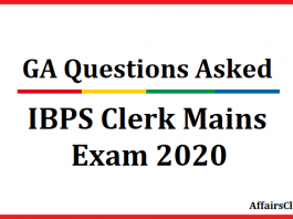GA Questions Asked in IBPS Clerk Mains Exam 2020