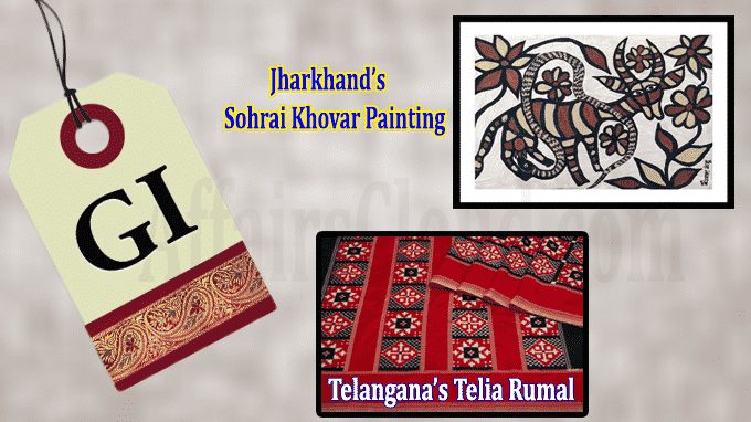 GI tag for Jharkhand’s Sohrai Khovar painting, Telangana’s Telia Rumal