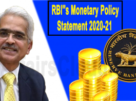 RBI''s monetary policy statement 2020-21