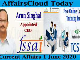 Current Affairs June 1 2020
