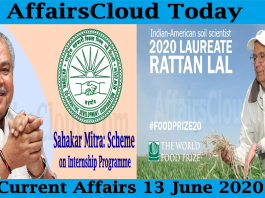 Current Affairs June 13 2020 new