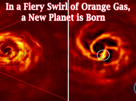 In a fiery swirl of orange gas, a new planet is born
