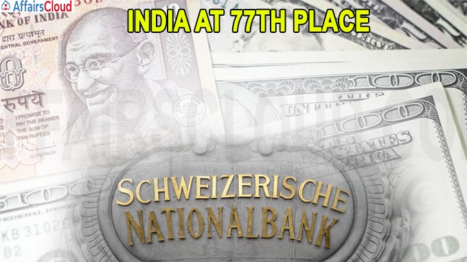 India at 77th place swiss bank