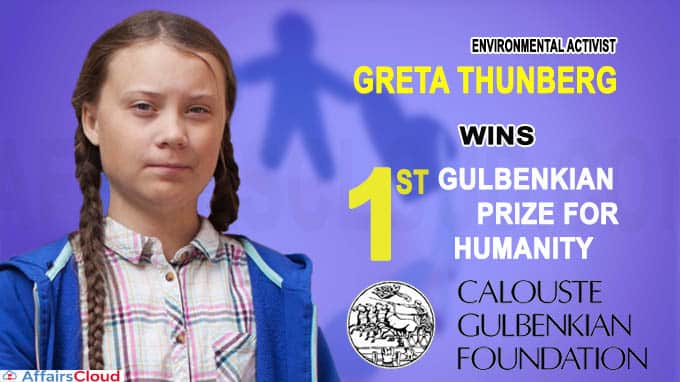 Environmental activist Greta Thunberg wins first Gulbenkian Prize for Humanity