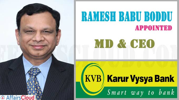 Karur Vysya Bank appoints Ramesh Babu Boddu as MD & CEO