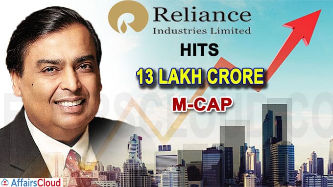 RIL crosses Rs 13 lakh cr market valuation mark