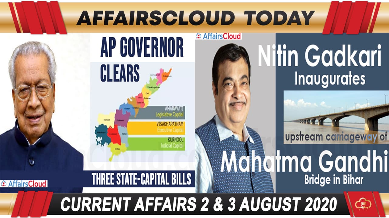 Current Affairs August 2 & 3 2020