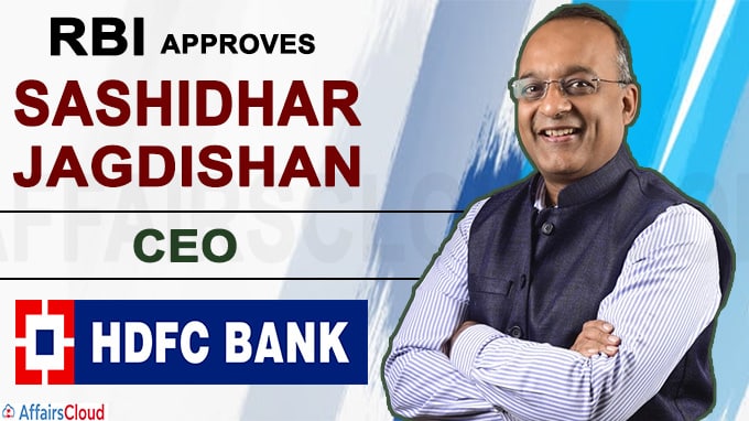 RBI approves Sashidhar Jagdishan as next CEO of HDFC Bank