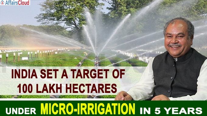 India set a target of 100 lakh hectares under micro-irrigation