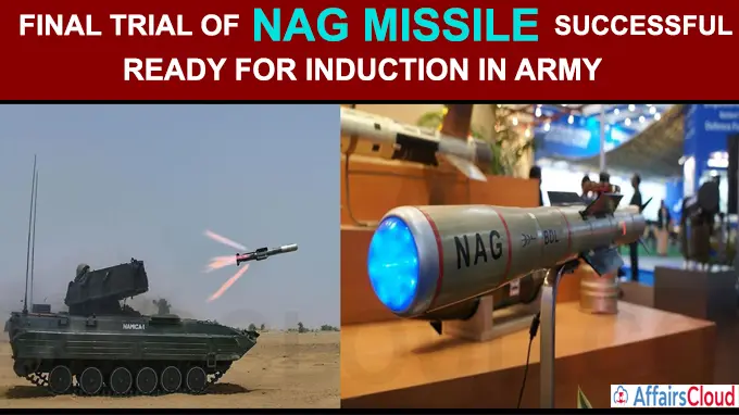 Final trial of Nag Missile successful