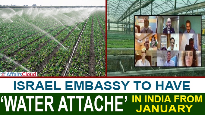 Israel Embassy to have ‘Water Attache’ in India from January
