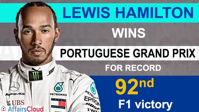 Lewis Hamilton wins Portuguese Grand Prix for record 92nd F1 victory