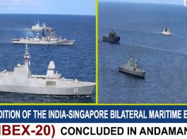 27th edition of the India-Singapore Bilateral Maritime Exercise (SIMBEX-20) concluded in Andaman Sea