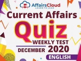 Current Affairs Weekly Quiz December 2020 English