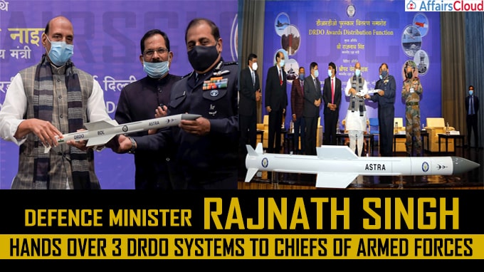 Defence minister Rajnath Singh hands over 3 DRDO systems to chiefs of armed forces