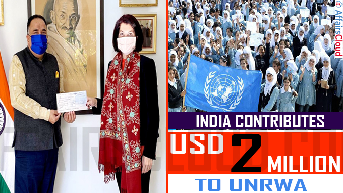 India contributes USD 2 million to UNRW