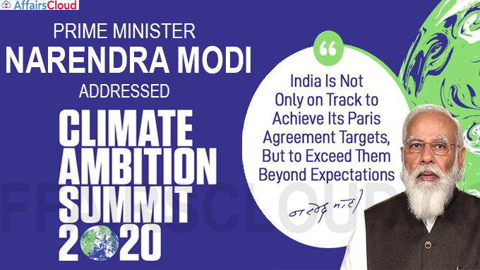 PM Narendra Modi addresses Climate Ambition Summit 2020