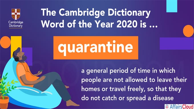 Quarantine named Cambridge Dictionary Word of the Year 2020