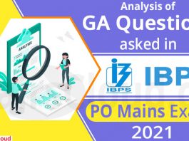 Analysis of GA Questions asked in IBPS PO Mains Exam 2021