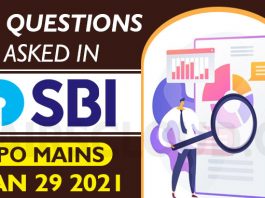 SBI PO Mains 2021 - GA Question Asked Jan 29 2021