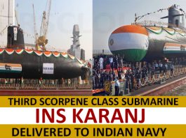 Third Scorpene class submarine INS Karanj delivered to Indian Navy
